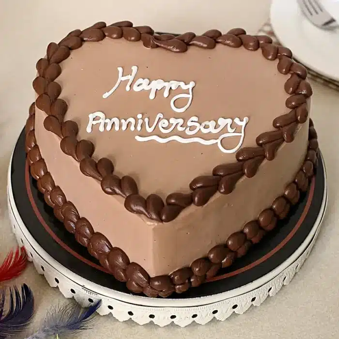 Heart-shaped chocolate cake