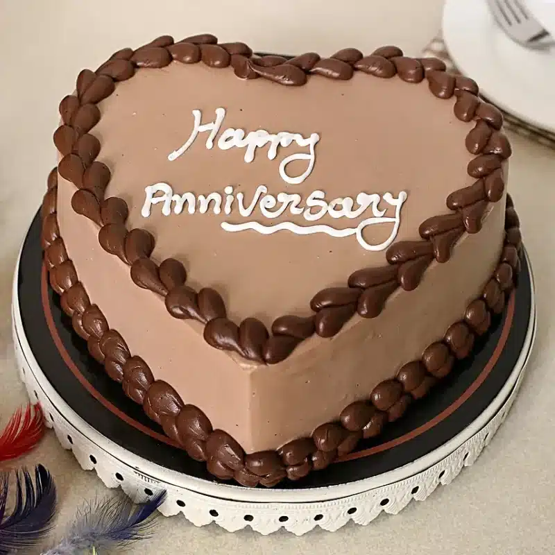 Heart-shaped chocolate cake