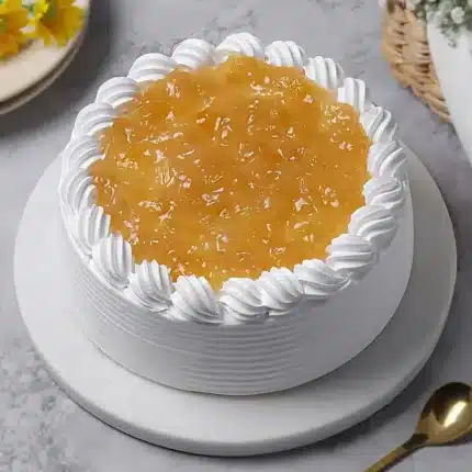 Homemade eggless pineapple cake